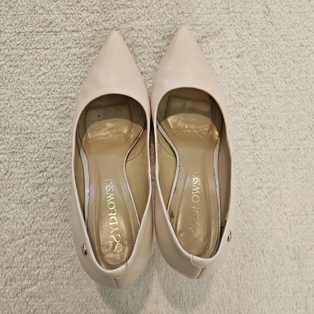 Genuine Leather Cream Heels Pumps Size 9 Business Casual Formal Feminine Work - Picture 4 of 11